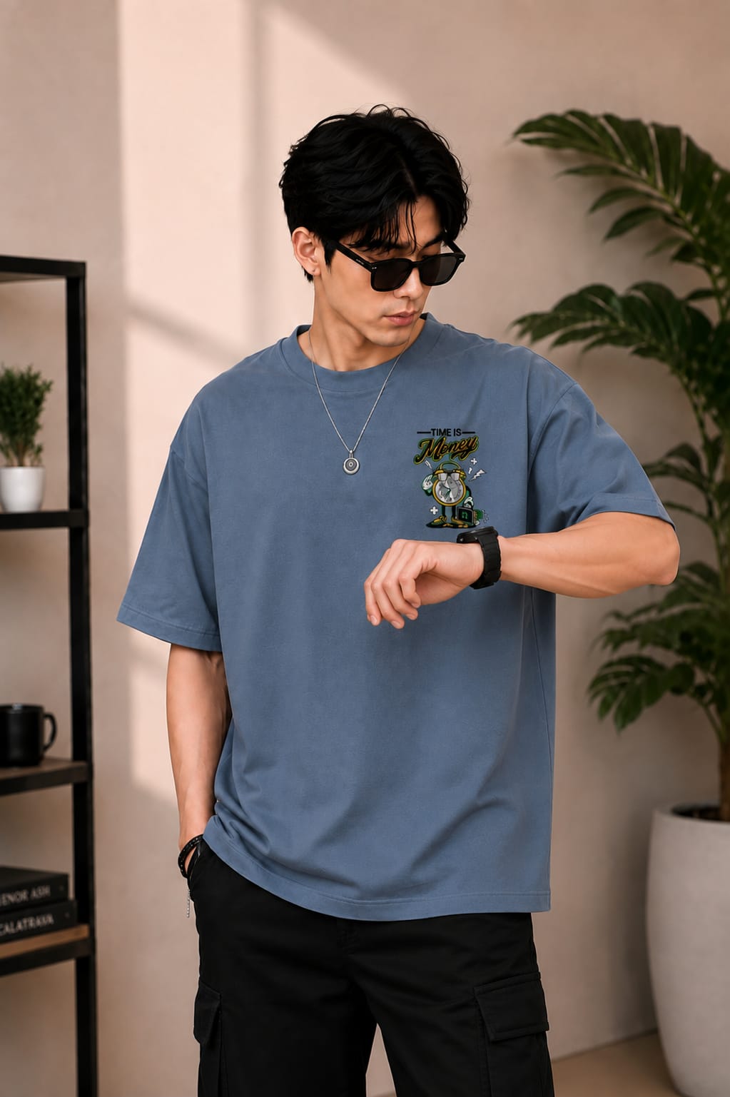 𝐑𝐀𝐖 & 𝐑𝐈𝐒𝐄 Oversized Round Neck T-Shirt