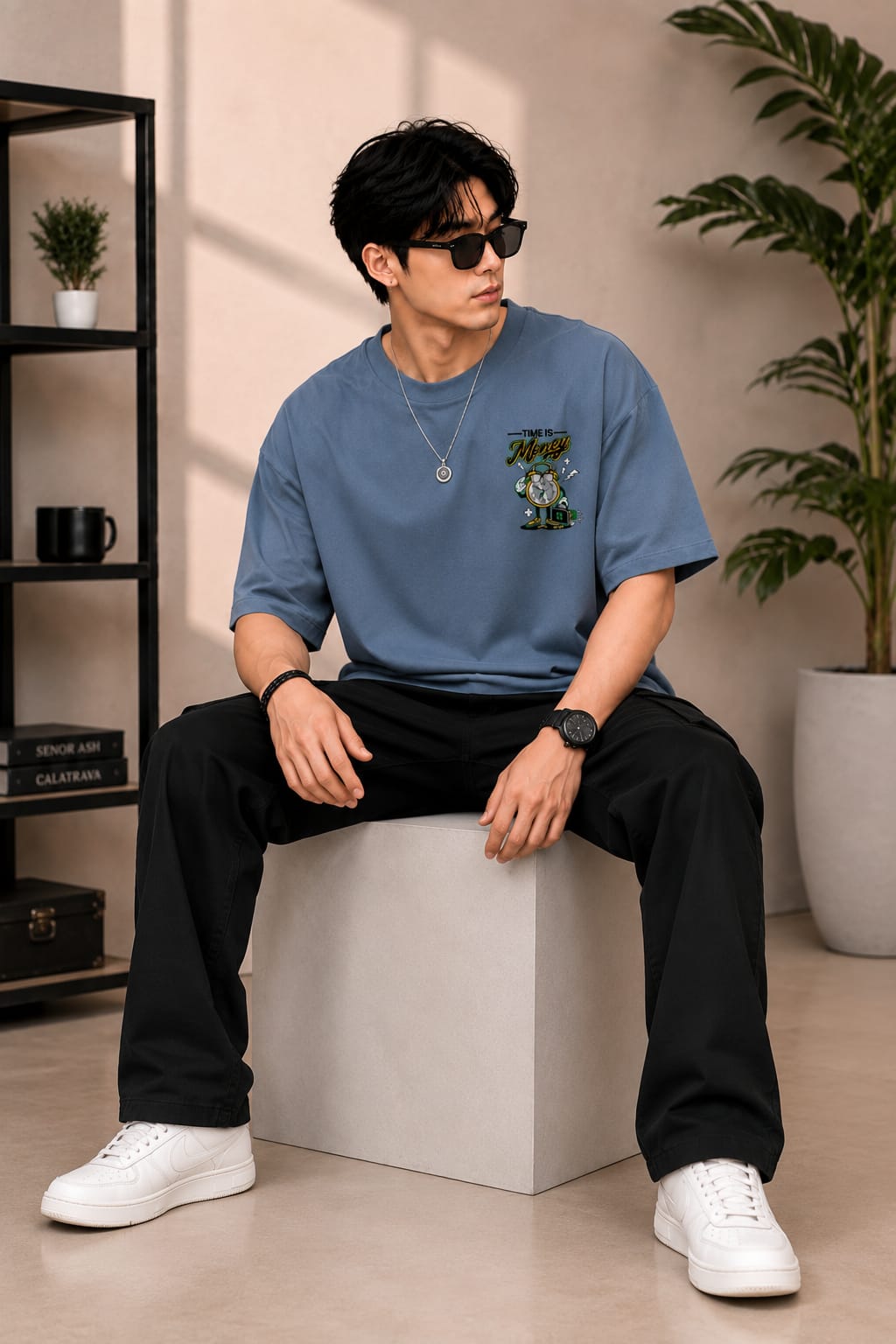 𝐑𝐀𝐖 & 𝐑𝐈𝐒𝐄 Oversized Round Neck T-Shirt