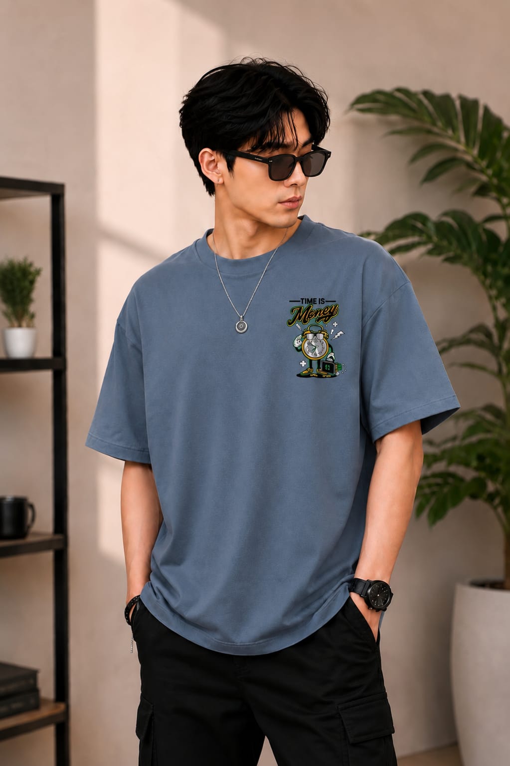 𝐑𝐀𝐖 & 𝐑𝐈𝐒𝐄 Oversized Round Neck T-Shirt
